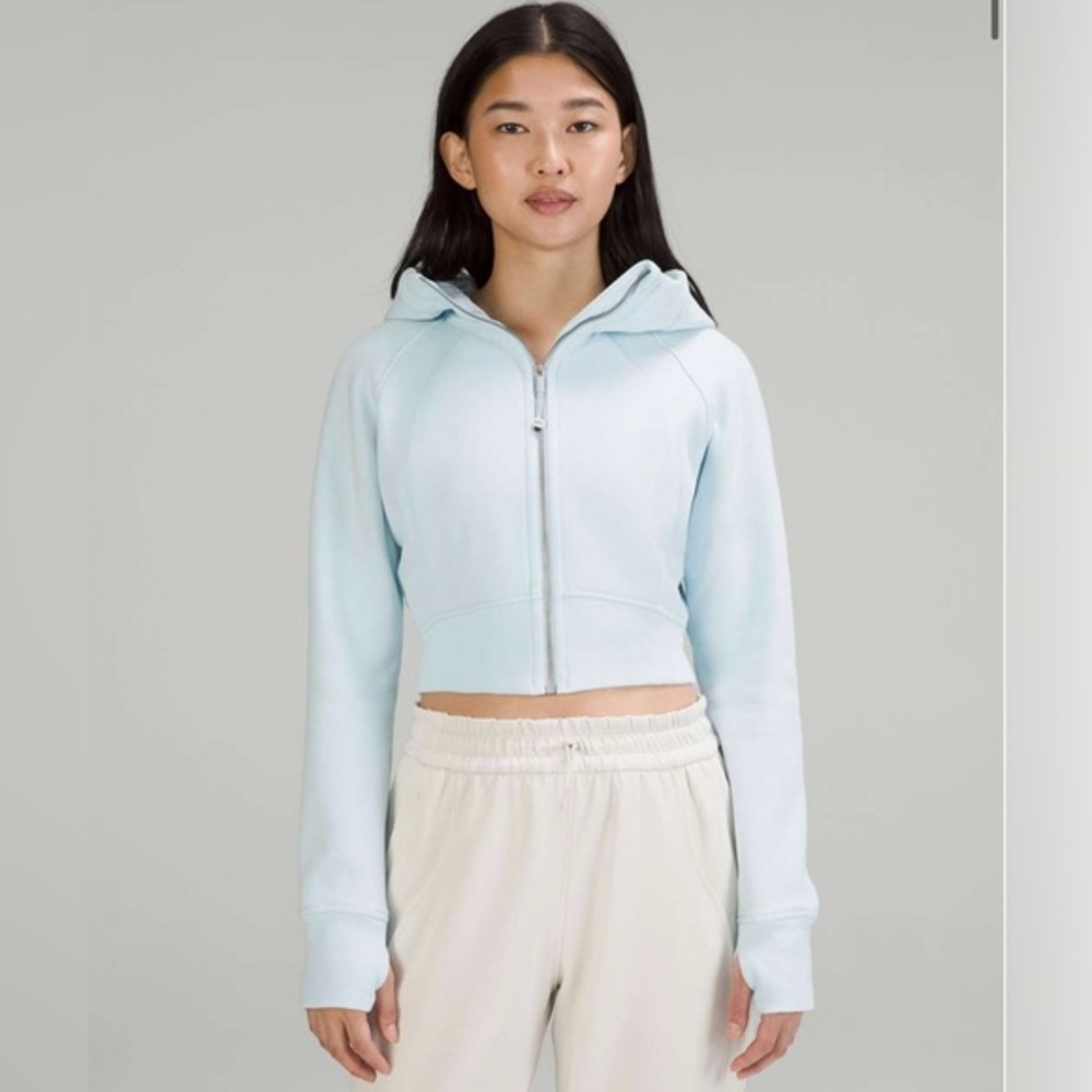 Lululemon full zip cropped scuba in powder blue (2)